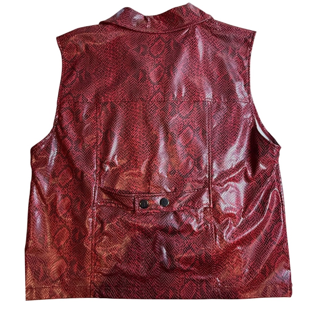 Rave 4 Real Red Snakeskin Faux Leather Zip Up Vest Mens Large Y2K Clubwear - Picture 2 of 6
